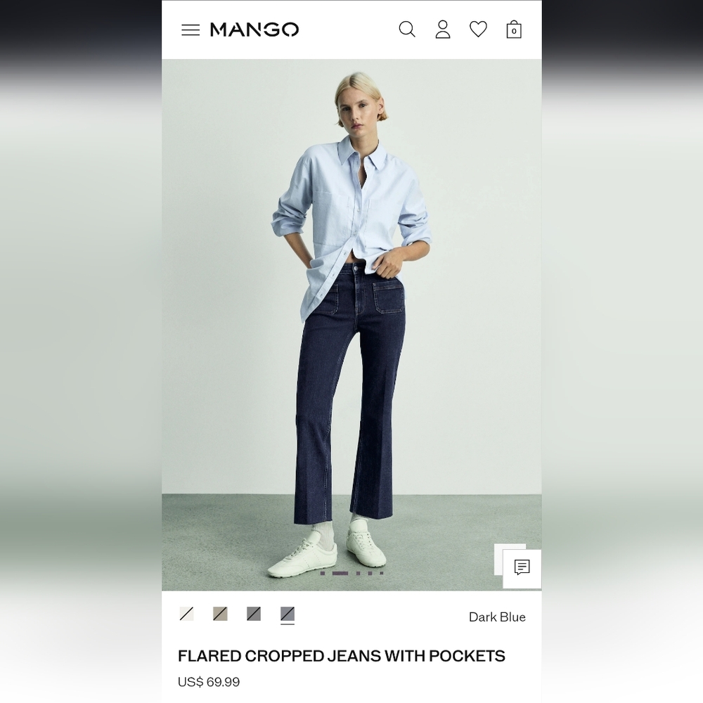 Mango Flared Cropped Jeans With Pockets - Size 6